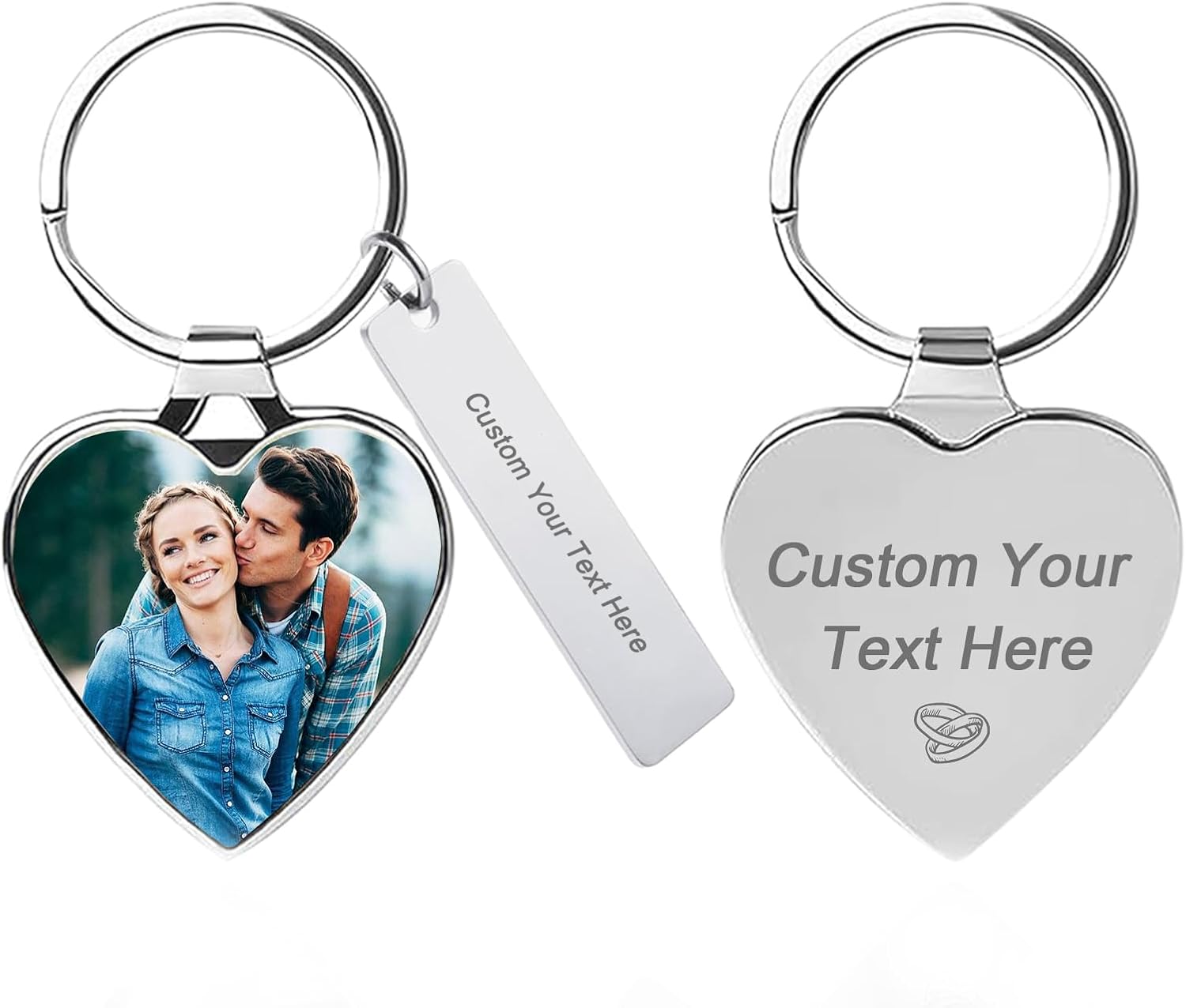 RSQGT Personalised Photo Keyring Custom Double Side Key Ring Customise Keepsakes Keychain Gift For Dad Mum Birthday Christmas