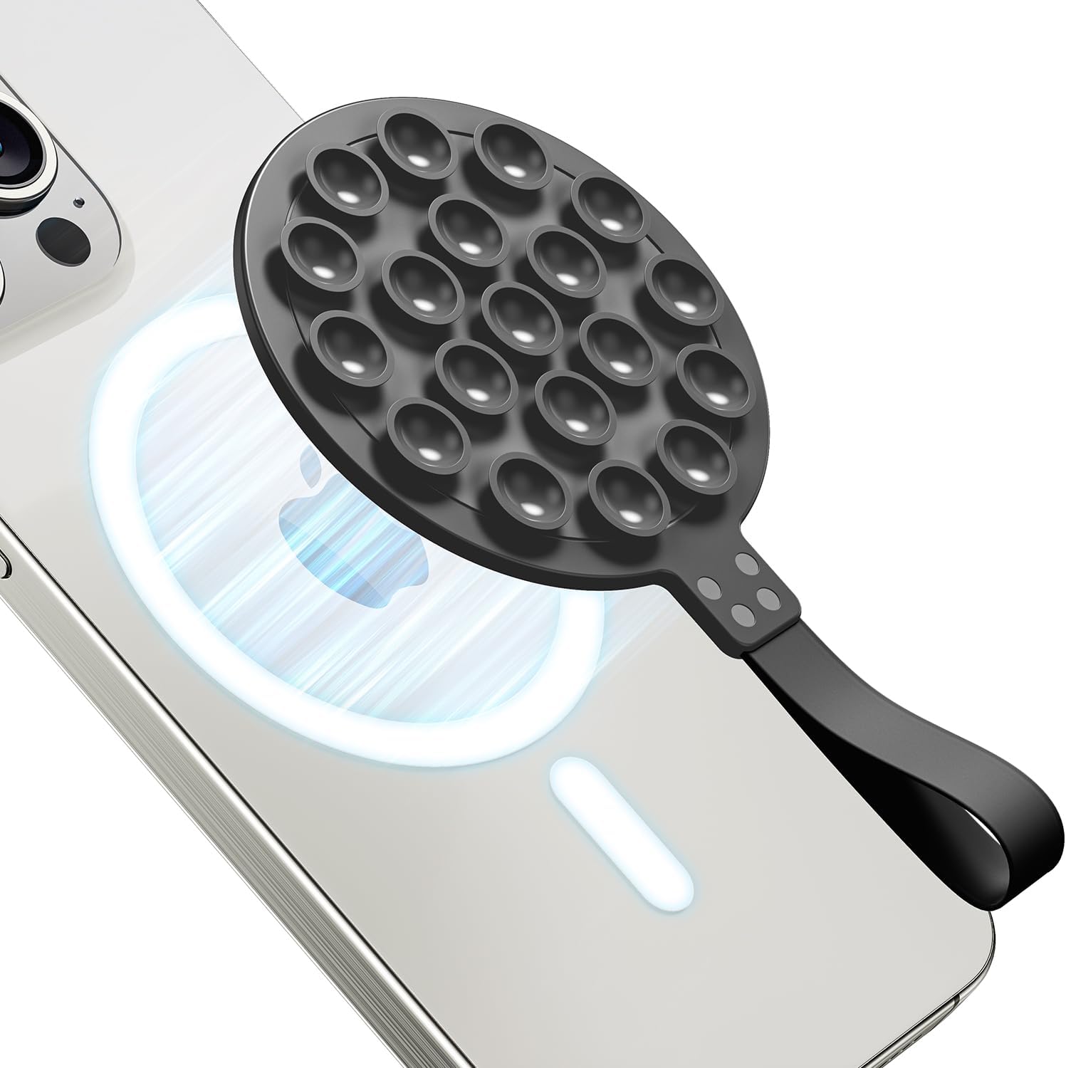 WSKEN Silicone Suction Cup MagSafe Phone Mount, Magnetic Reusable Phone Holder for iPhone 16/15/14/13 and Android Samsung Galaxy S25 Ultra /S24/S23,Mirror, Glass, No Rough Surface,Selfies,Videos