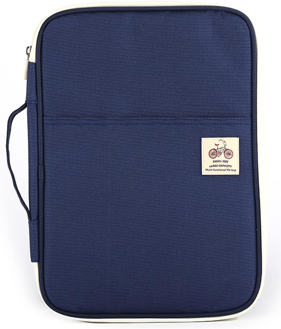 JAKAGO A4 Document Case,Multi-Pocket Portfolio Folder,A4 Zip Portfolio,Professional Document Holder Suitable for Office,Business Trip,Travel,Conference,Interview,Holiday(Blue)