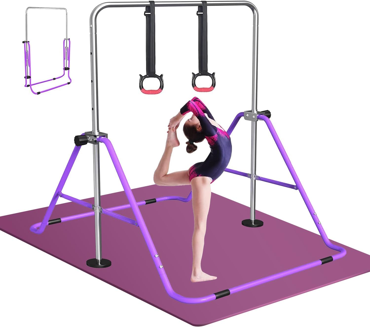FBSPORT Gymnastics Bar for Kids Adjustable Height Gymnastic Horizontal Bar
