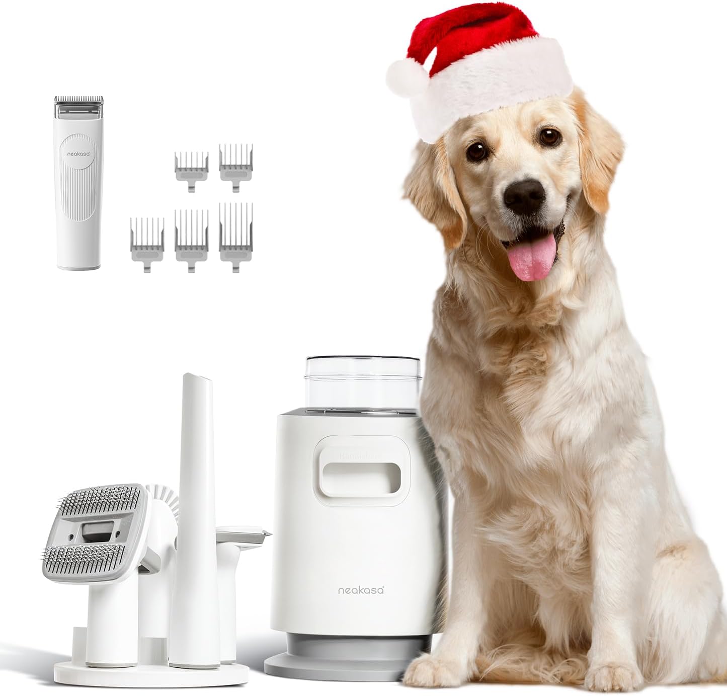 Neakasa P0 Pro Dog Clippers with Vacuum Suction 99% Pet Hair, Dog Grooming Kit Professional, Vacuum Groomer, 5 Proven Tools, Dog Cat Brush for Grooming Deshedding, Dog Remover for Thick Long Hair