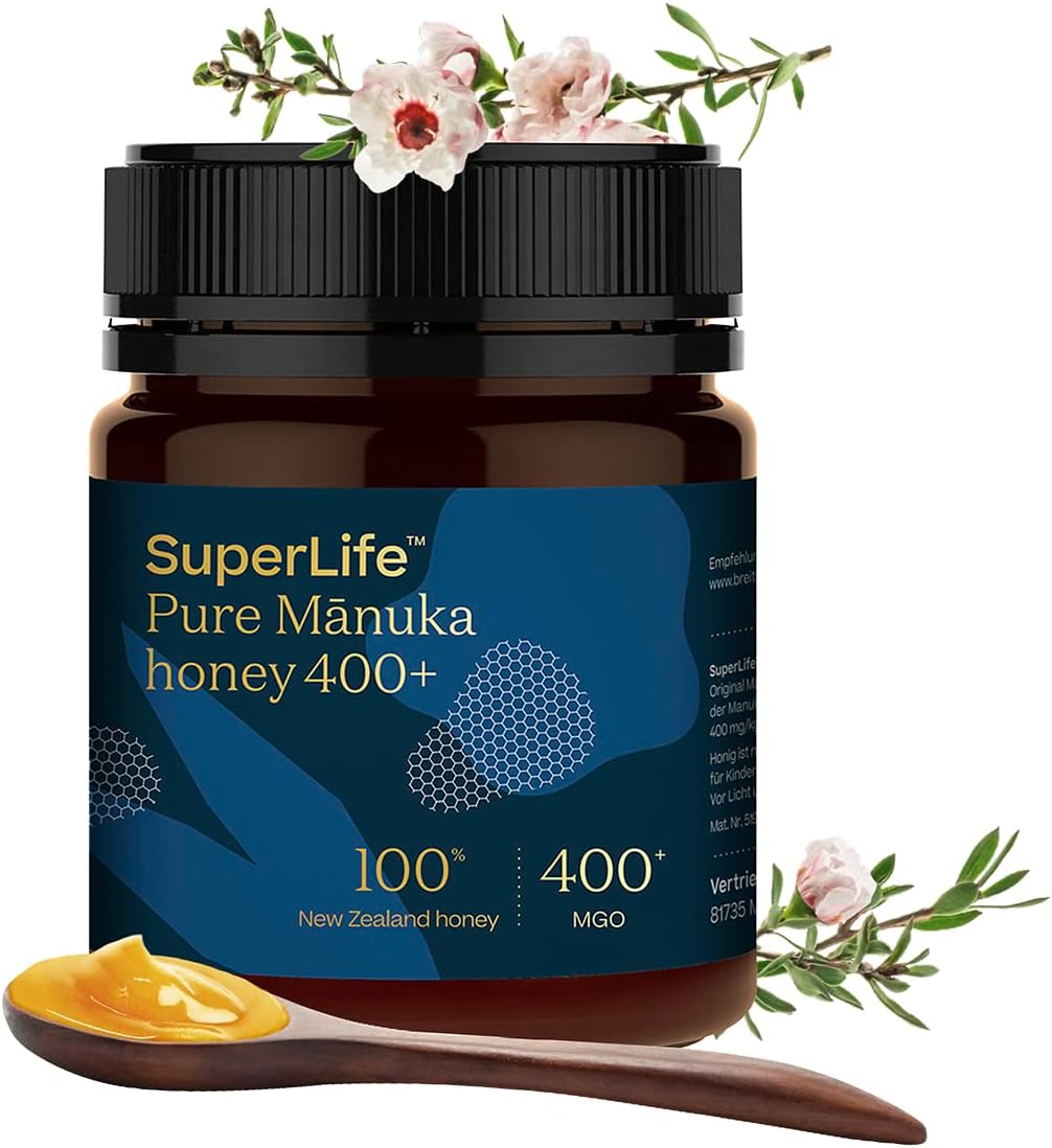 Breitsamer SuperLife Original Manuka Honey 250g - Pure 100% Manuka Honey Exclusively Certified from New Zealand MGO 400+ (1 x 250g)