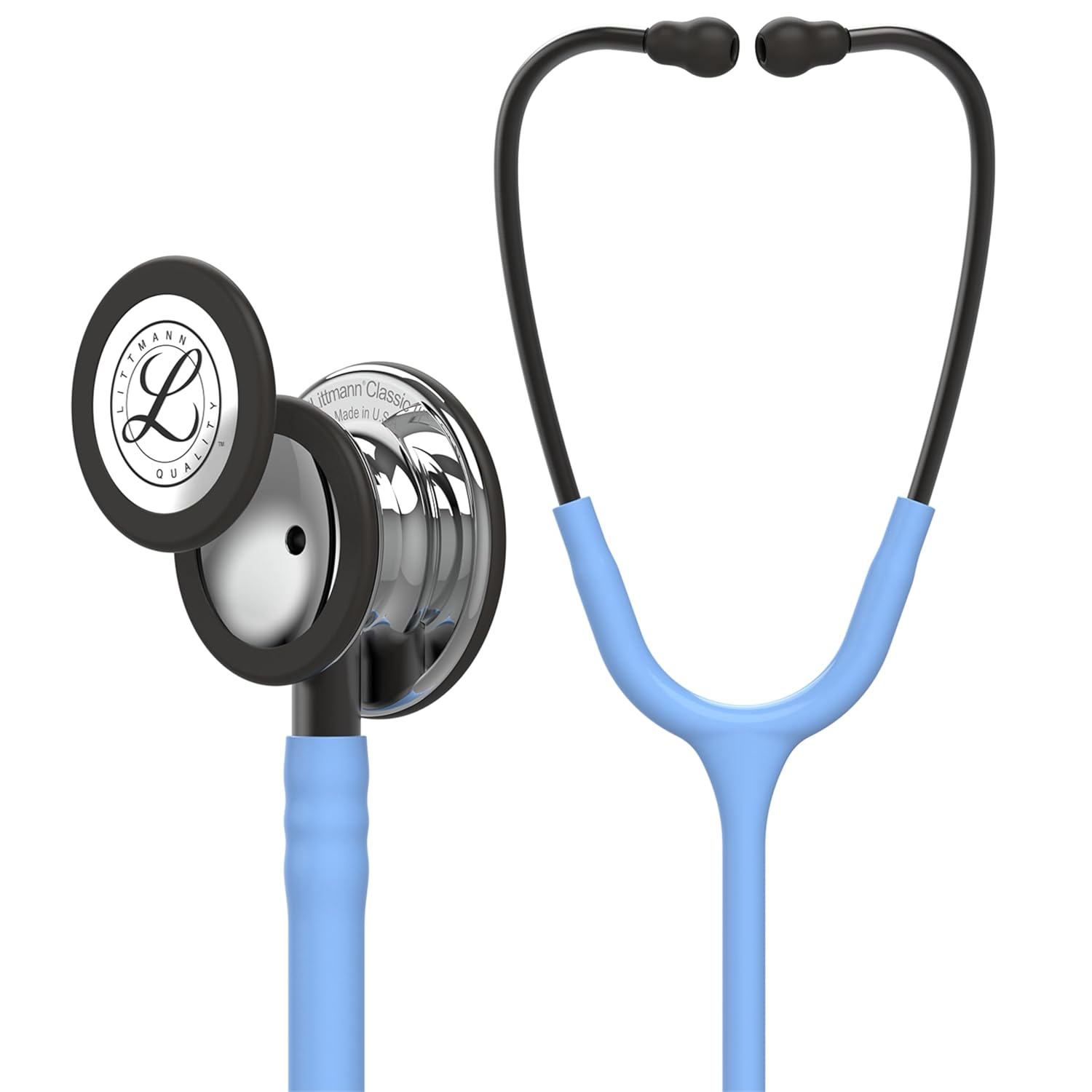 3M Littmann Classic III Monitoring Stethoscope, 5959, More Than 2X as Loud, Weighs Less, Stainless Steel Mirror-Finish Chestpiece, 27' Ceil Blue Tube, Smoke Stem, and Headset