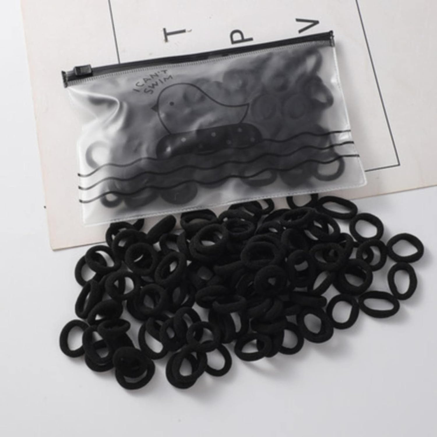 100PCS Black Hair Elastics Hair Ties,Seamless Hair Ties,4MM Ponytail Holders Hair Bands,Hair Braided Accessories,Elastic Band for Medium to Thick Hair,Curly Hair,Headbands,Beauty and Personal Care