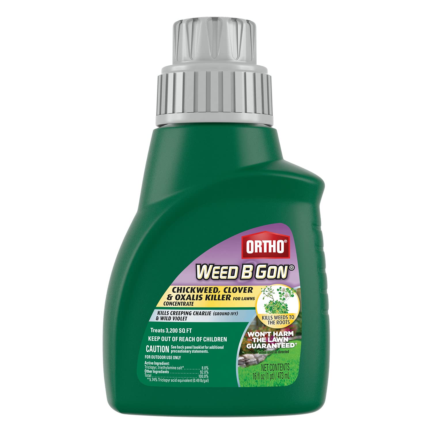 Ortho Weed B Gon Chickweed, Clover and Oxalis Killer for Lawns Concentrate, Kills Creeping Charlie, 16 fl. Oz