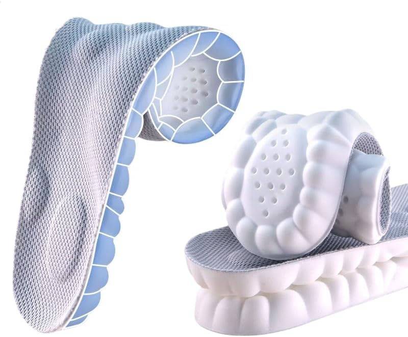 Insoles for Women Man,Cloud Soles for Men Women,4D Cloud Soles for Men,Anti Fatigue, Shock Absorption, Foot Pain Relief (Gray, S)