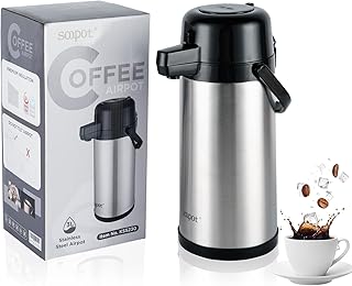 102oz Airpot Coffee Dispenser With Pump Coffee Carafe for Keeping Hot Or Cold Airpot Coffee Thermal Insulated Stainless Steel Thermos Hot Beverage Dispenser for Cold Hot Water,Party Drinks