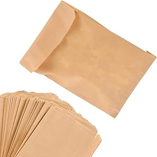 Paper Sandwich Bags Kraft Brown 200 Pack - Biodegradable and Compostable Food Grade Paper Bags - Unbleached Compostable Natural Kraft Paper Stock Bags for Bakery Cookies, Treats, Snacks, Sandwiches…