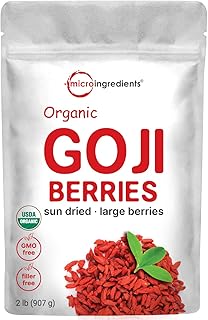Organic Goji Berries, 32 Ounces | 100% Natural Sun-Dried Whole Fruit | Sulfate & Additive Free | Large Berry Form, Great Flavor for Drinks, Snacks, & Beverages | Non-GMO & Vegan