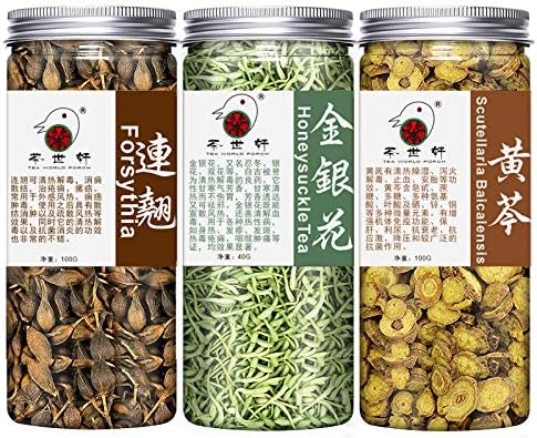 3 Bottle Forsythia Branches 80G + HoneysuckleTea 40G+Chinese Skullca (Scutellaria Baicalensis) Tea 100G Immune Support , Herbal teas