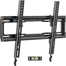 Pipishell UL Listed Tilt TV Wall Mount Bracket Low Profile for Most 23-55 Inch LED LCD OLED 4K Flat Curved TVs up to 99lbs Max VESA 400x400mm, 8° Tilting for Anti-Glaring, Fits 8-16 inch Wood Stud