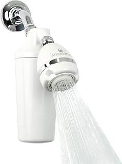 Aquasana Filtered Shower Head - Max Flow Rate w/ Adjustable Showerhead - Reduces Over 90% of Chlorine from Hard Water - Carbon & KDF Filtration Media - Soften Skin & Hair - AQ-4100