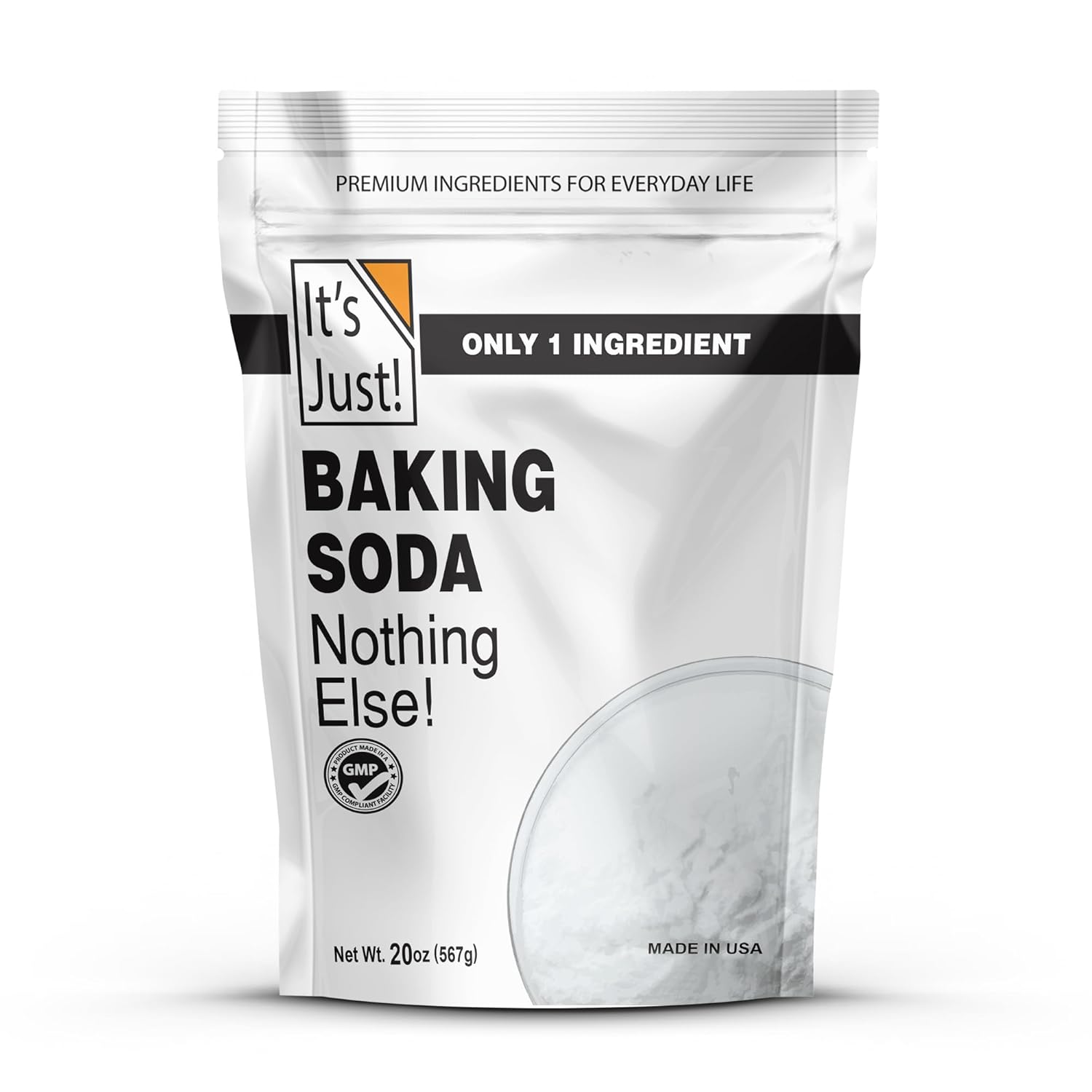 It's Just - Baking Soda, 100% Pure Sodium Bicarbonate, Food Grade, Non-GMO, Made in USA, Cooking, Baking (1.25 Pound)