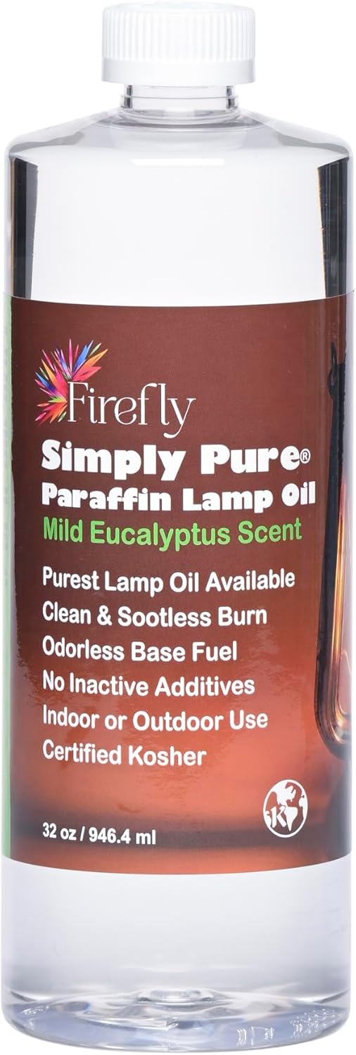 Firefly Kosher Odorless Paraffin Lamp Oil - Smokeless, Virtually Odorless, Long-Lasting - 32 oz