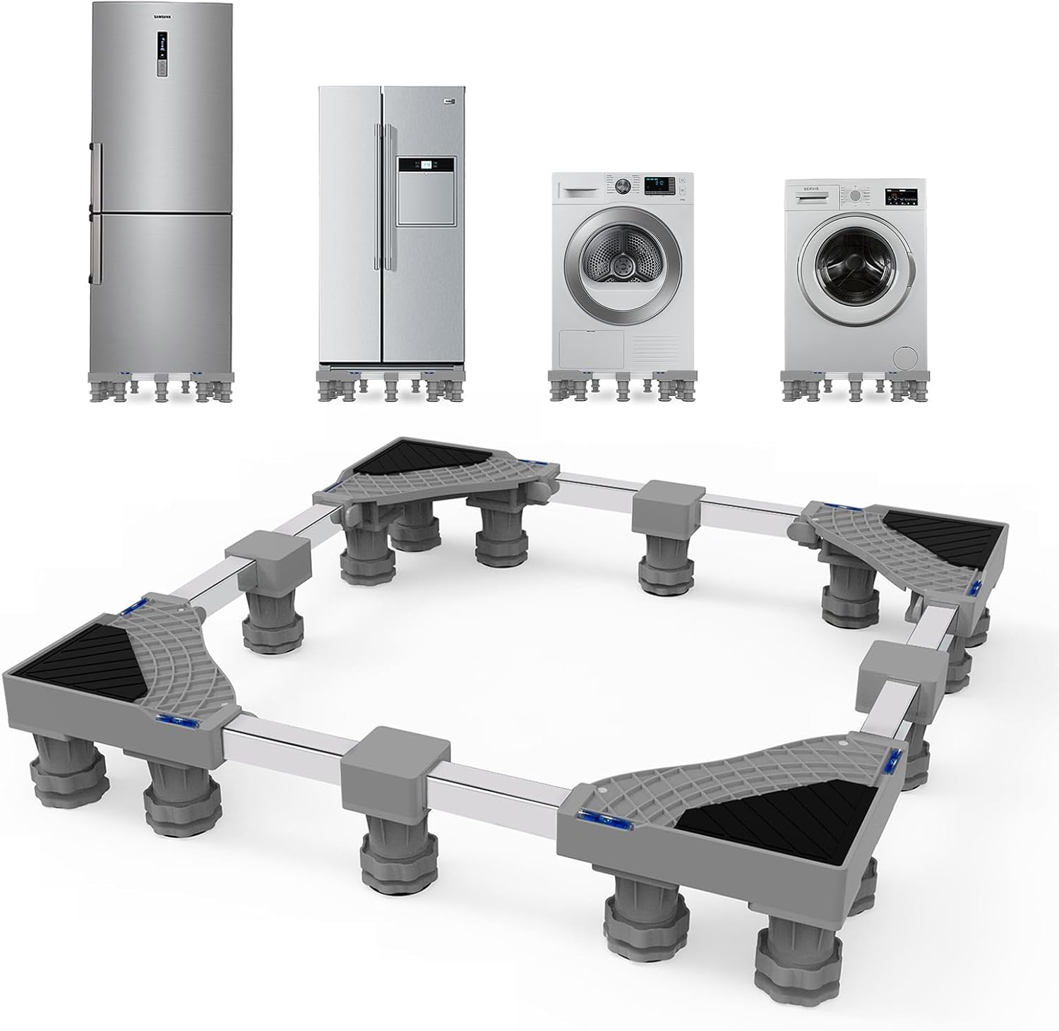 Mini Fridge Stand, Laundry Pedestal 29" Universal Fit Washer Pedestal, Adjustable Washer and Dryer Stand with 16 Strong Feet, Multi-Functional Washing Machine Base Stand for Washer and Dryer