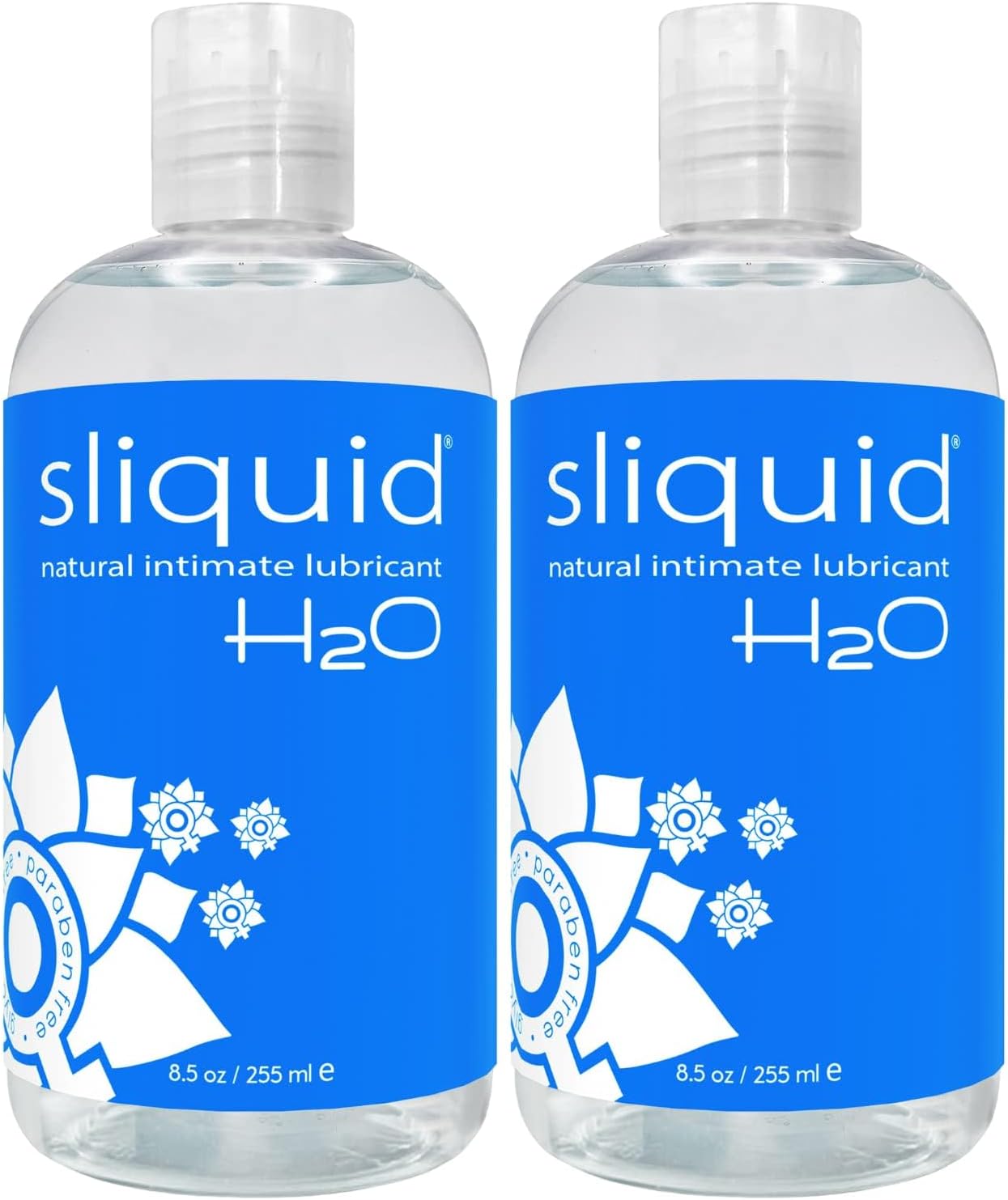 Sliquid H2O Water-Based Lube - Clear, Long-Lasting Gel, Natural Lube for Women/Men/Couples, Unscented, 8.5 Fl Oz (2 Pack)