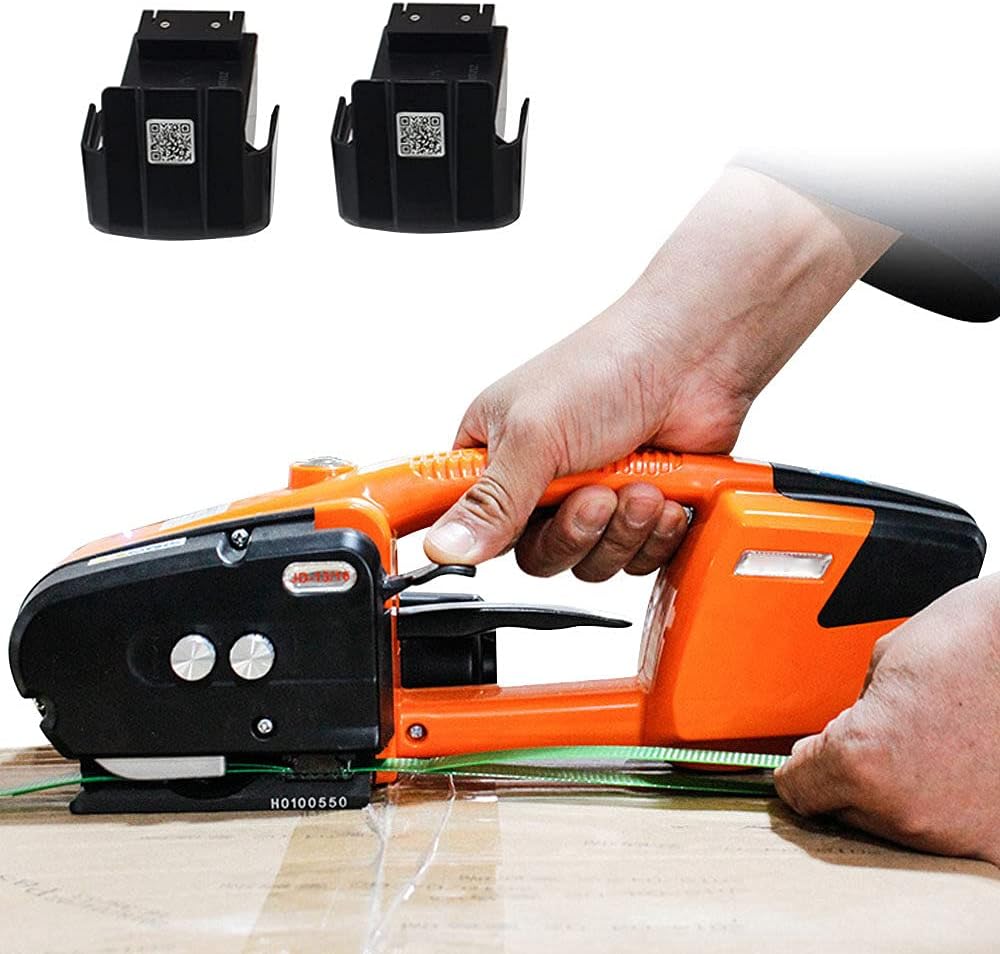 liliiy Electric Strapping Machine for 1/2-5/8in PP PET Straps Battery Powered Automatic Strapping Tool Tensioner and Cutter 2 in 1 for Box Pallet Portable Electric Baler