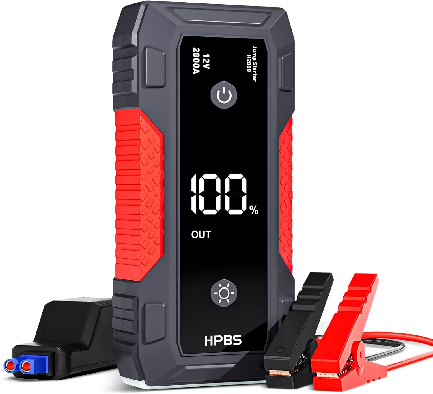 Jump Starter - 2000A Jump Starter Battery Pack for Up to 8L Gas and 6.5L Diesel Engines, 12V Portable Car Battery Jump Starter Box with 3.0" LCD Display (Red)