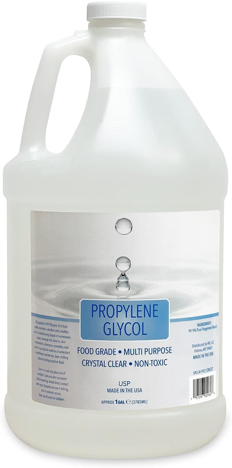 Propylene Glycol, 100% Pure, Odorless, Colorless, USP Kosher Food Grade, Non-Toxic, Use for Soaps, Massage Oils, Lotions, Moisturizers, Shampoo, Cosmetics, Foods and More, Made in USA (128 oz)