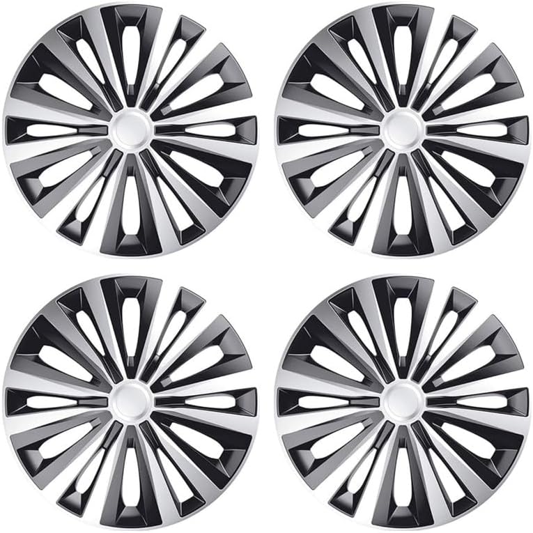 15" Wheel Trims For TOYOTA AYGO YARIS PRIUS - Set of 4, Sleek Design, Black & Silver Wheel Trims Hub Caps, Alloy Look, x4