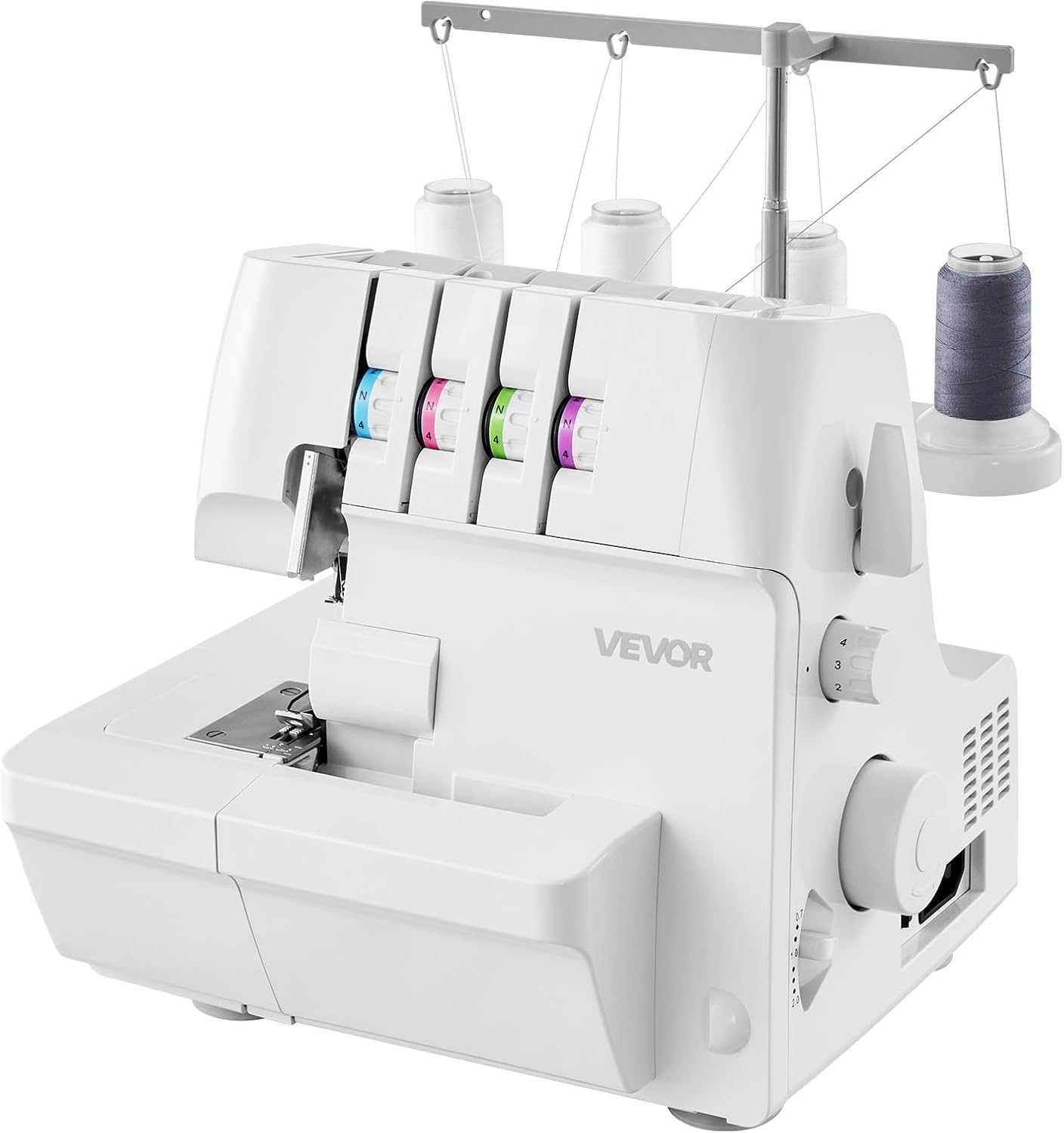 VEVOR Serger Overlock Sewing Machine 1250 SPM 2 3 4 Thread 0.7 2 Feed White