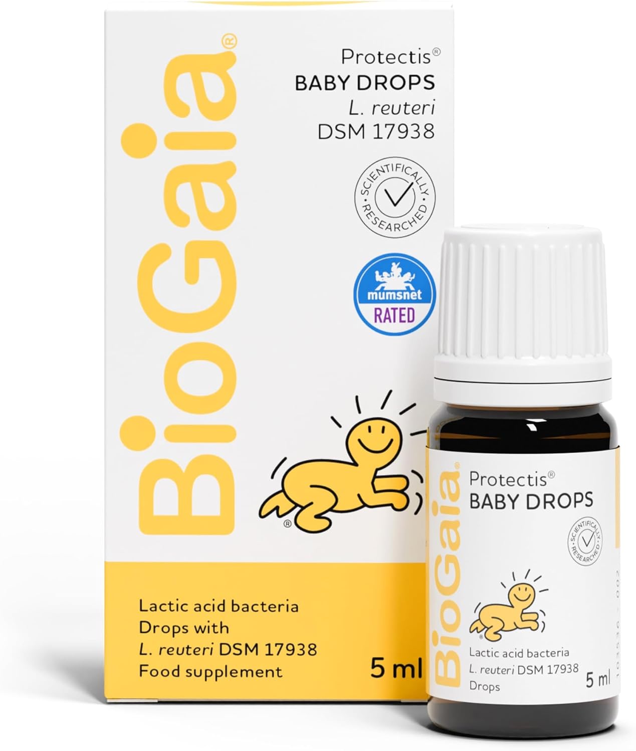 BioGaia Protectis Baby Drops | ﻿Probiotic Supplement for Newborns, Babies & Infants | ﻿Digestive Relief for Tummy Gas & Discomfort | Significantly Reduces Crying | ﻿Dairy-Free | 5 ml