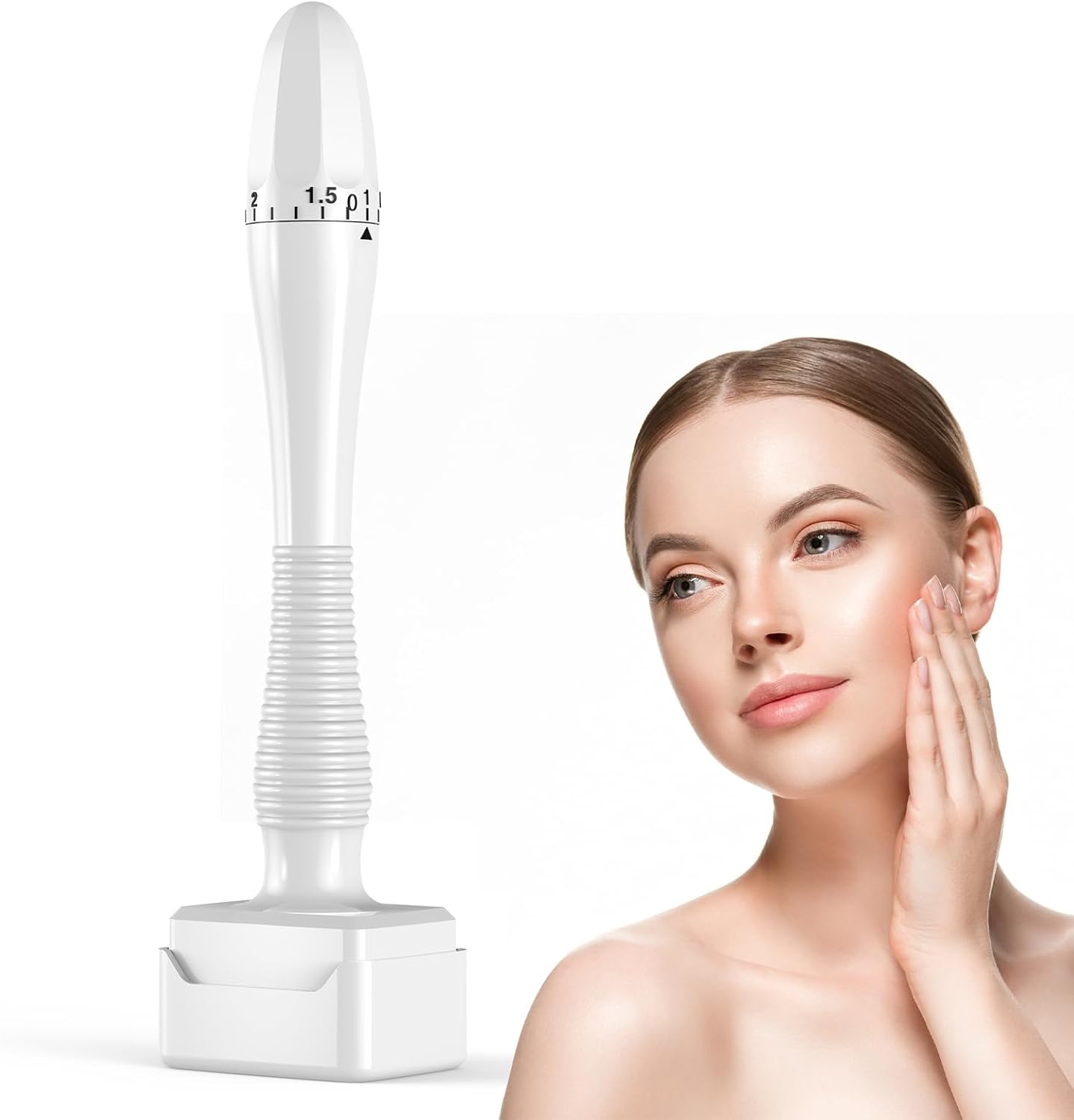 FLETUTE Derma Stamp & Microneedling Pen Pro - 140 Titanium Needles Dermastamp/Dermapen for Face Rejuvenation, Body Care