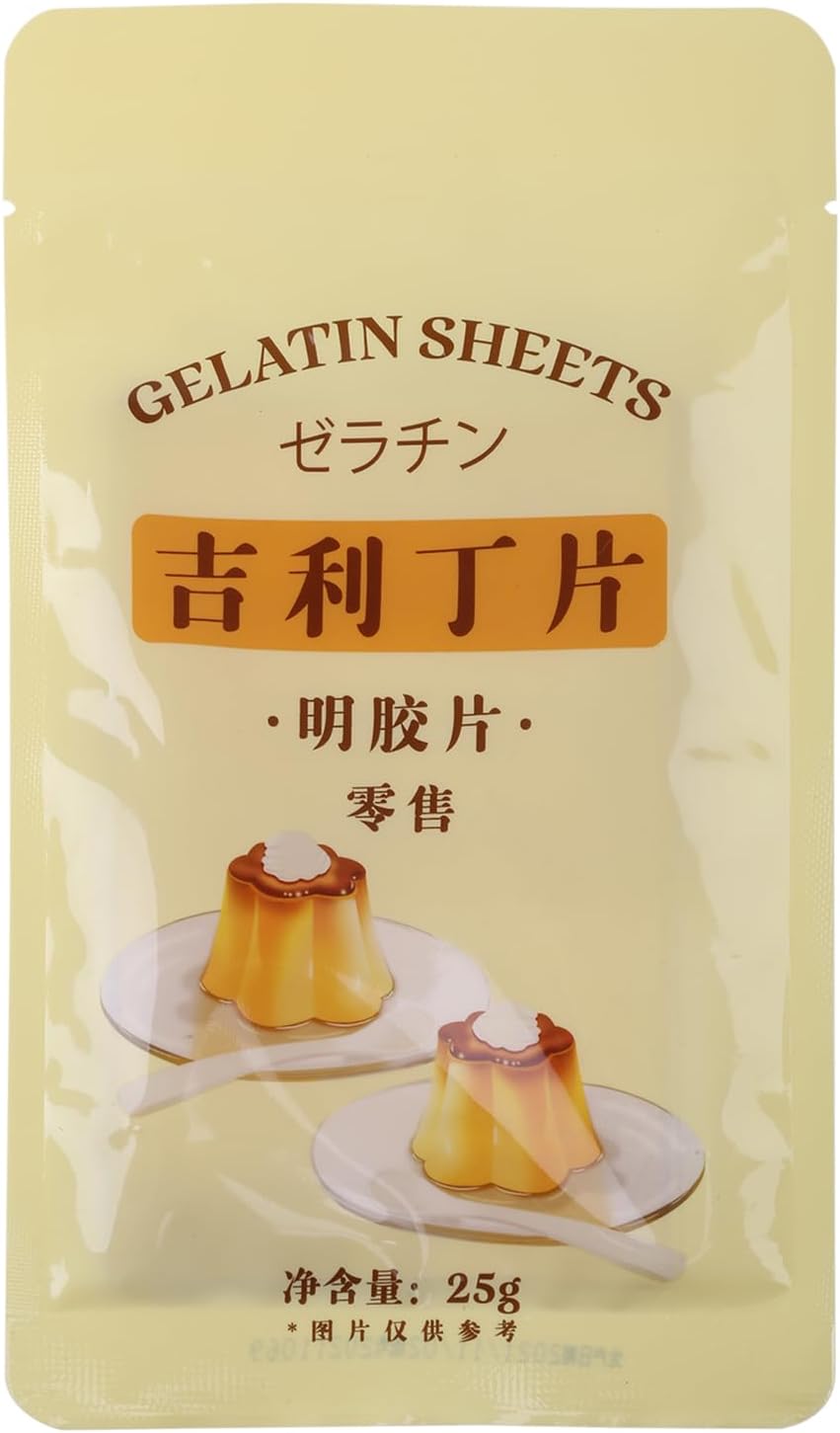 Xuancai 25g 10 Sheets Gelatin Fish Leaves Silver Leaf Sheet Unflavored Baking Ingredients for Cooking Kitchen Supplies