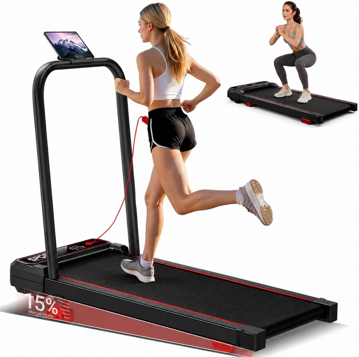 Incline Walking Pad Treadmill for Home, Foldable Walking and Running
