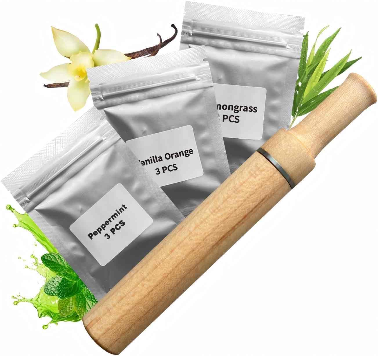 Natural Plant Essential Oil Inhaler | Vaporless Natural Plant Aroma Stick Inhalers | Refreshing | Portable&Convenient | Wooden-0010
