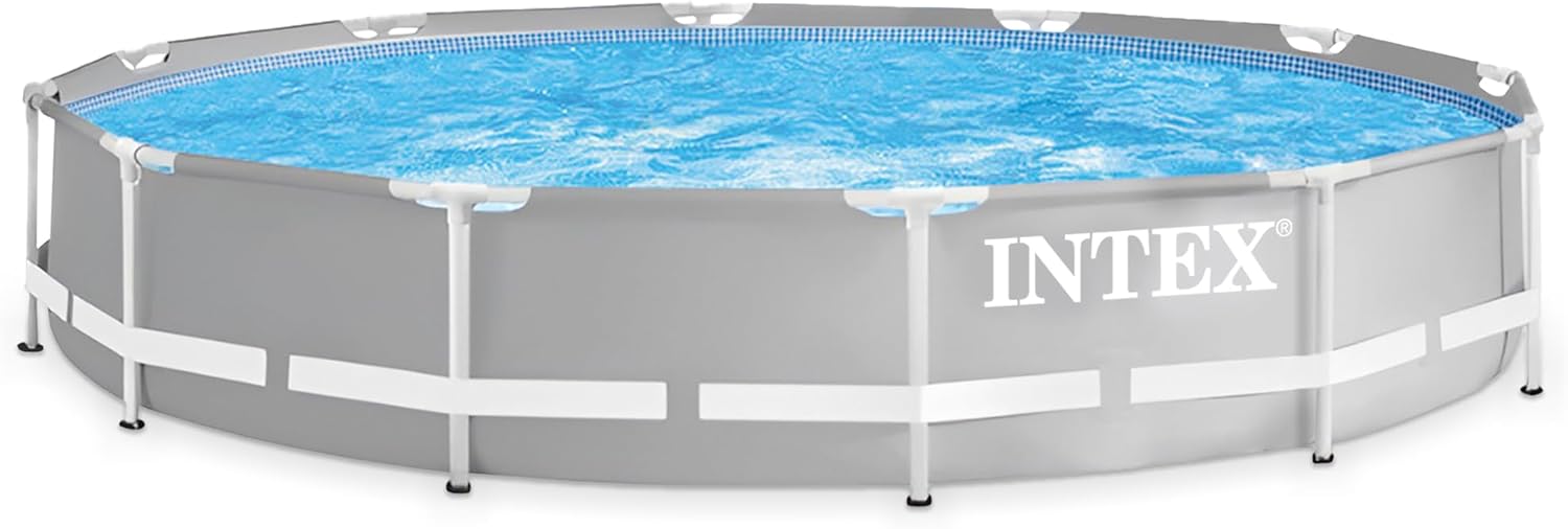 Intex 26710EH Prism Frame Premium Above Ground Swimming Pool: 12ft x 30in – SuperTough Puncture Resistant – Rust Resistant – Easy Assemble – 1718 Gallon Capacity – Pool Only