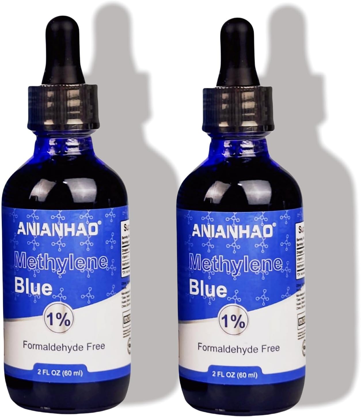 2Pack Pharmaceutical Grade Methylene Blue 1%, USP-Grade Brain Health, Formaldehyde and Alcohol Free, Methylene Blue for Humans, No Formaldehyde (2 Oz)