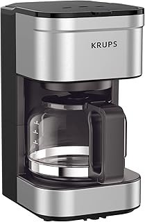 KRUPS Simply Brew Compact 5 Cup Coffee Maker: Stainless Steel Design, Pause & Brew Function, Keep Warm Feature, Reusable Filter, and Drip-Free Carafe for Effortless Morning Brew and Easy Cleaning