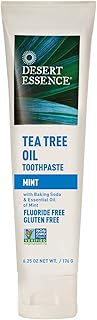 Desert Essence Tea Tree Oil Toothpaste - Mint - 6.25 Oz - Refreshing Taste - Deep Cleans Teeth & Gums - Helps Fight Plaque - Sea Salt - Pure Essential Oil - Baking Soda - Promotes Healthy Mouth