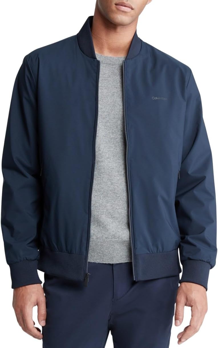 Calvin Klein Men's Matte Logo Zip Bomber Jacket
