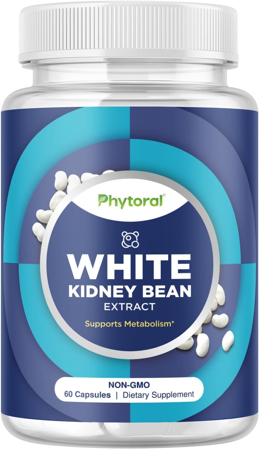 White Kidney Bean Extract Carb Blocker - White Kidney Beans Supplement for Metabolism Promote & Ease Calories from Starchy Food - Glucose Support & Carb Control Supplements - 60 Capsules