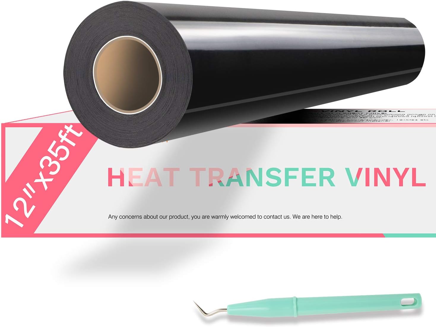 HTVRONT Heat Transfer Vinyl Black HTV Vinyl Rolls - 12" x 35ft Black Iron on Vinyl for All Cutter Machine, Black HTV Vinyl for Shirts - Easy to Cut & Weed for Heat Vinyl Design