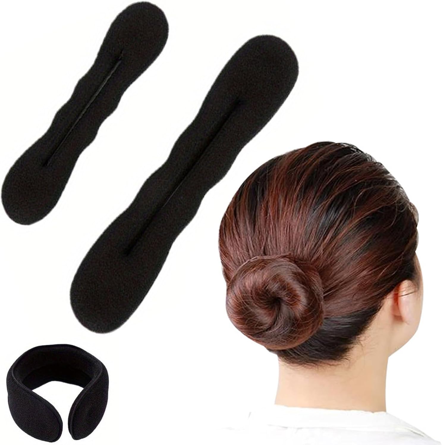 XINCHEN 2pcs Hair Bun Maker, Hair Accessories for Women Bun Maker, Twist Curler Braid Headband, Bun Shapers for Girls Women(Large + Small)