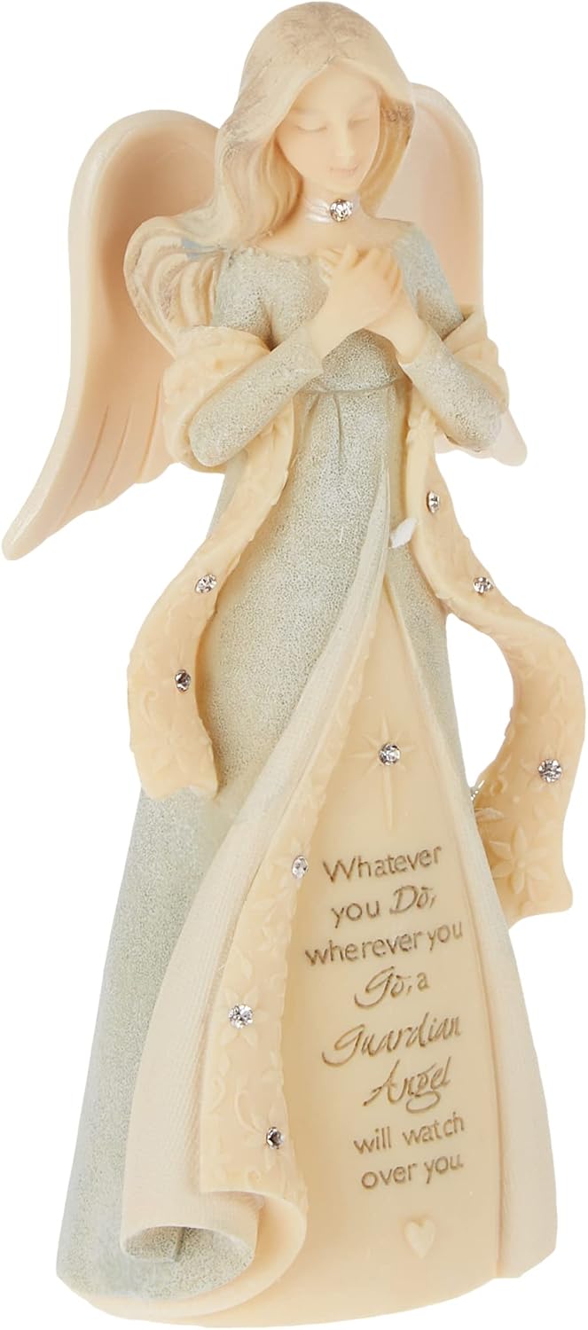 Enesco Foundations Guardian Angel Watch Over You Figurine, 4.72 Inch, Multicolor