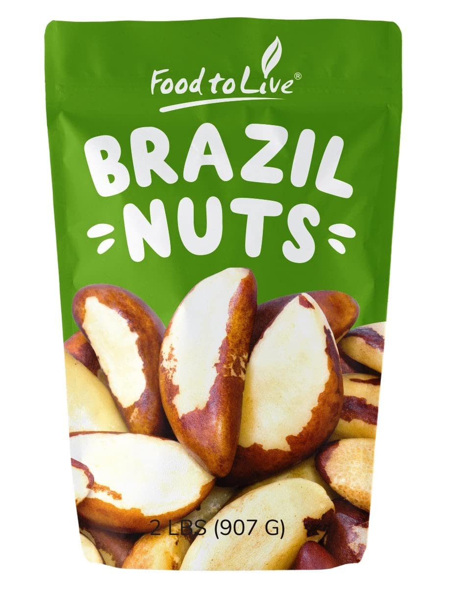 Food to Live - Raw Brazil Nuts, 2 Pound, Raw, Whole, No Shell, Unsalted, Kosher, Vegan, Keto and Paleo Friendly, Bulk, Good Source of Selenium, Low Sodium and Low Carb Food.