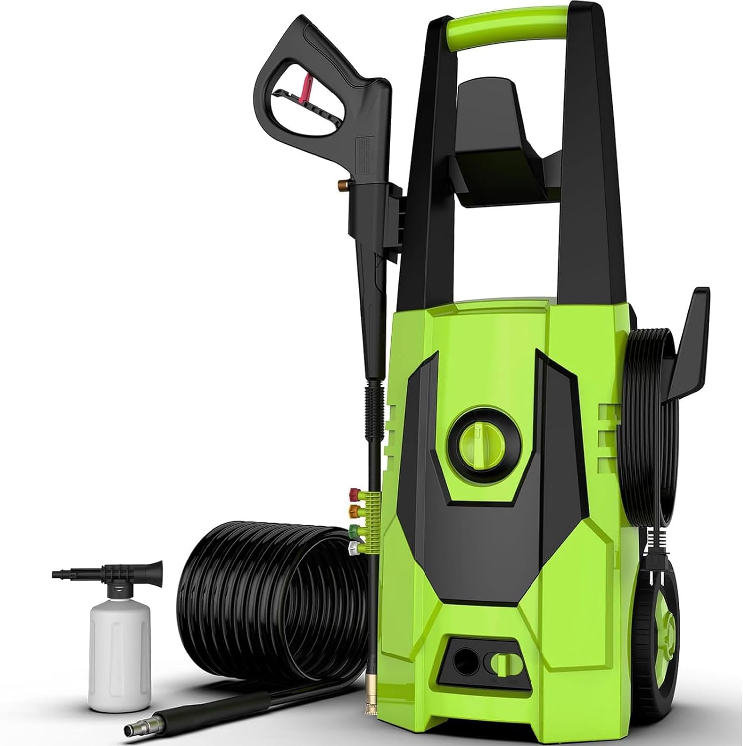 AgiiMan Electric Pressure Washer - 5100PSI Max 3.4GPM Power Washer with 35FT Power Cord, 20FT Hose, Soap Tank, High Pressure Washer Electric Powerd Car Cleaning for Garden, Patios, Yard, Green
