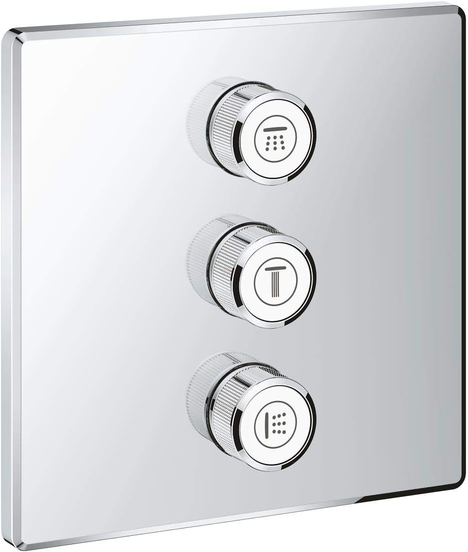 GROHE Grohtherm Smartcontrol Triple Volume Control Trim Set for Concealed Installation, with Three Valves Square Shape, Chrome Finish, Made in Germany by GROHE 29127000