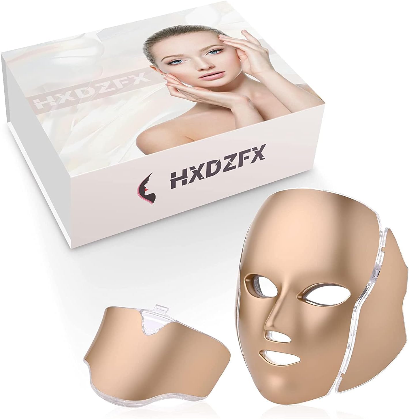 HXDZFX 7 LED Skin Care Mask for Face and Optical Cosmetic Mask and Portable Neck Skin Rejuvenation Light Therapy Facial Care Mask.