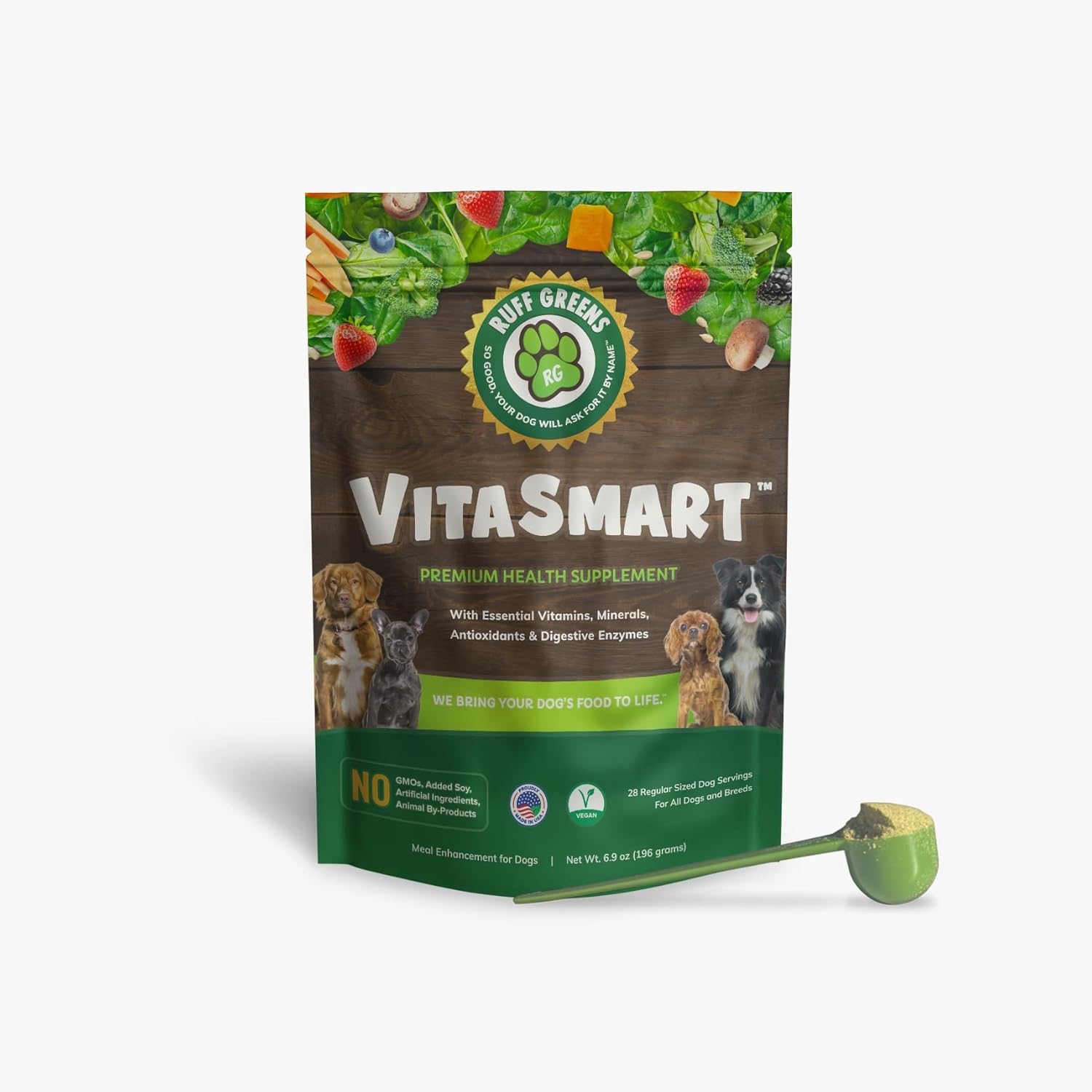 Ruff Greens K9 VitaSmart Vitamin & Mineral Supplement Nutritional Support for Dogs, 7.4 Ounce