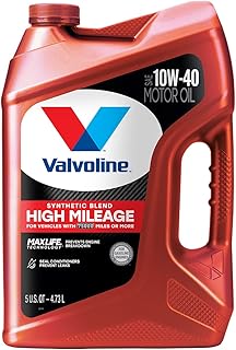 Valvoline High Mileage with MaxLife Technology SAE 10W-40 Synthetic Blend Motor Oil 5 QT