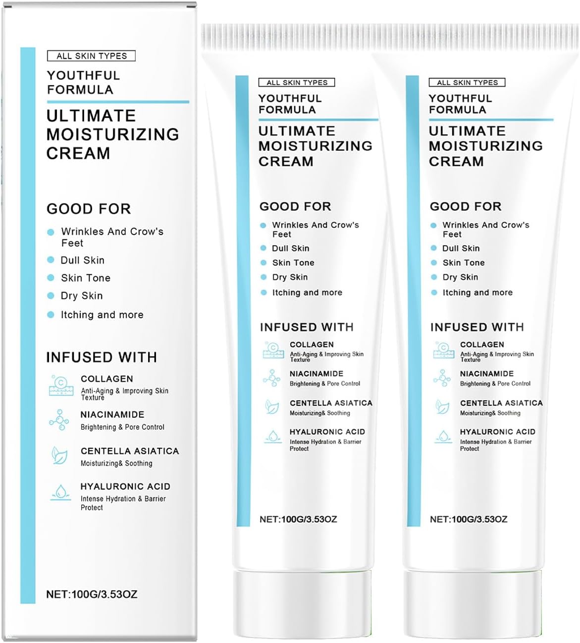 Youthful Formula Ultimate Moisturizing Cream - Nourishing Cream with Collagen, Niacinamide, Centella Asiatica, Hyaluronic Acid, Reduce Wrinkles, Fine Lines & Redness, Repairing Face Moisturizer (2)