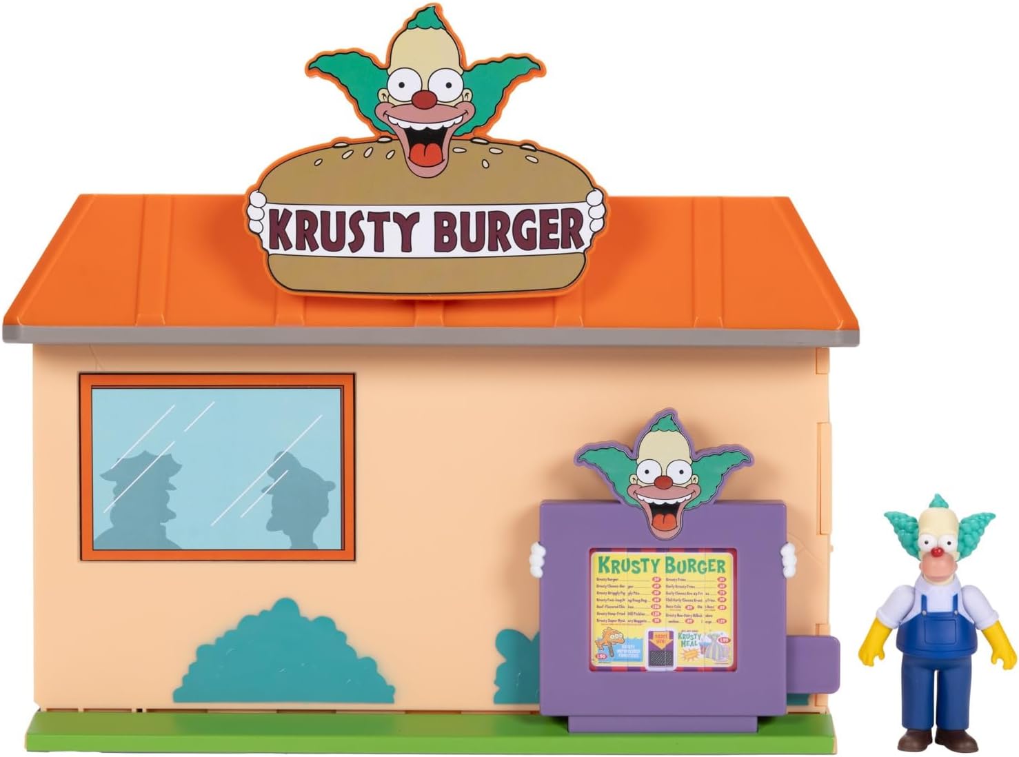 The Simpsons Krusty Burger Playset by Jakks Pacific, Includes 6.35 cm Krusty the Clown Articulated Mini Figurine and Detailed Accessories, Interactive Features