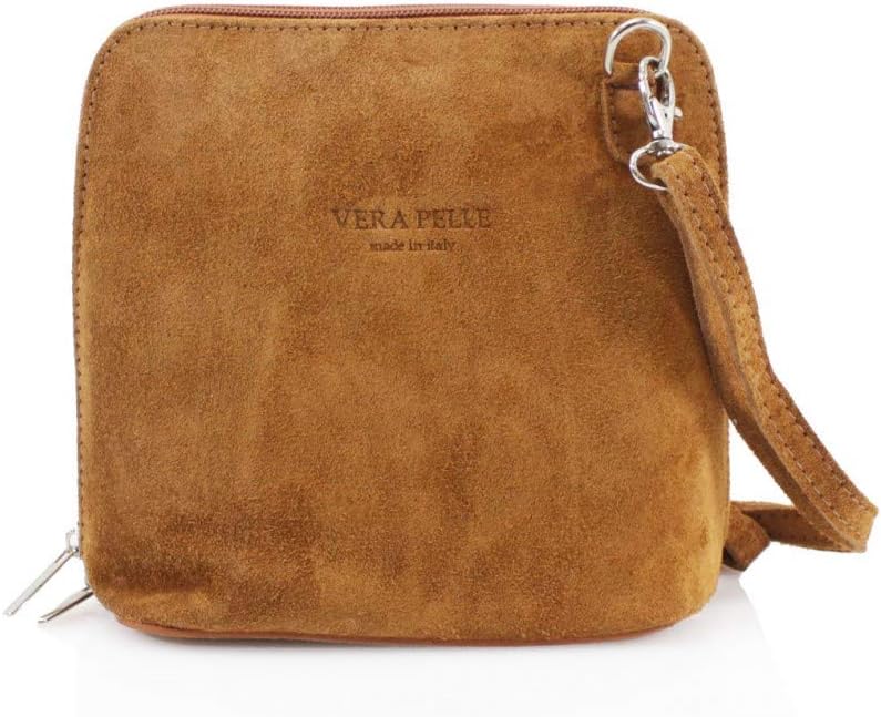 Women Italian Suede Leather Square Bag Ladies Casual Zipped Closure Shoulder Crossbody Handbag VP011S