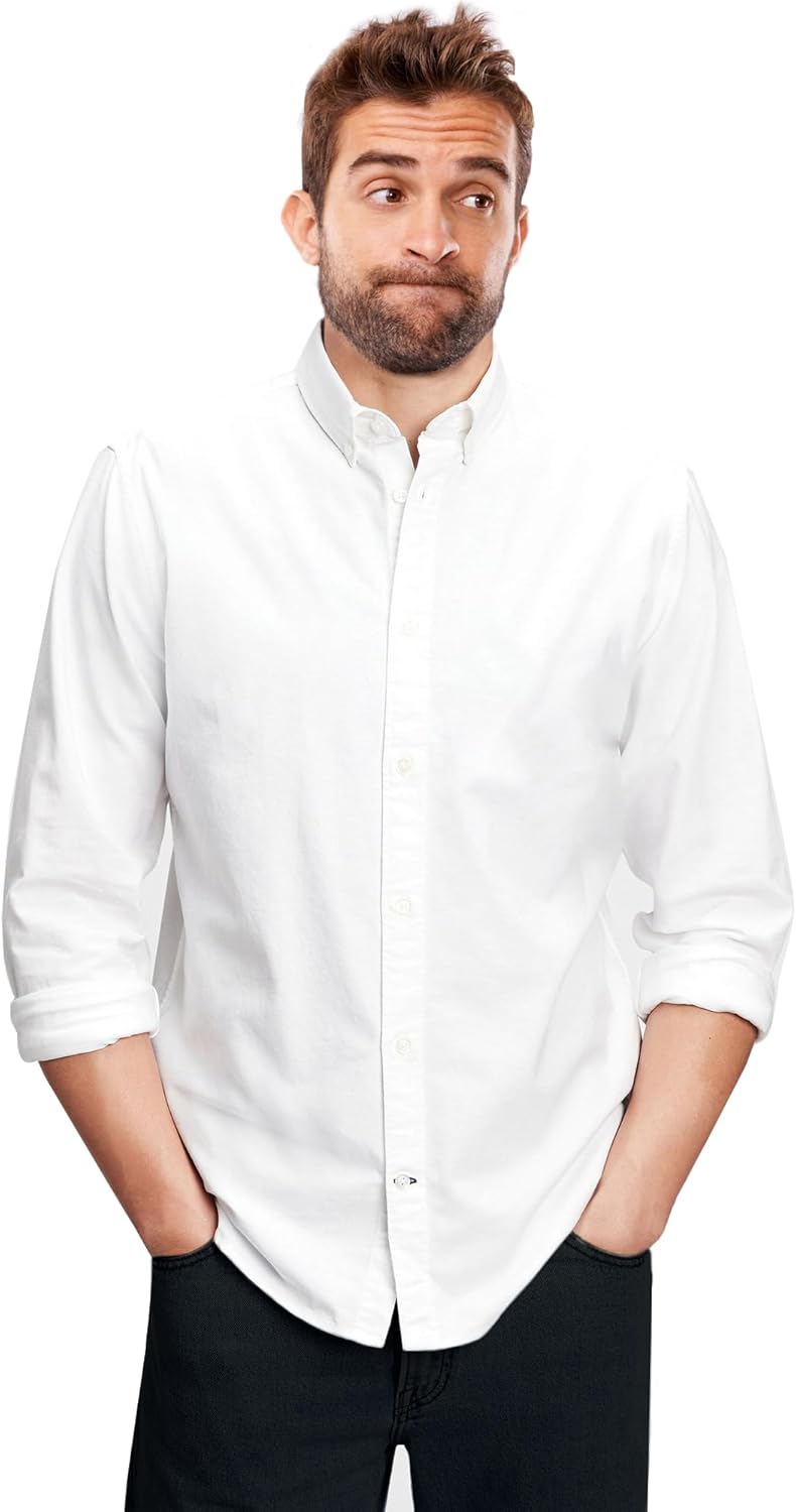 Vasego Regular Fit Long Sleeve Button Down Collar Oxford Shirt for Men