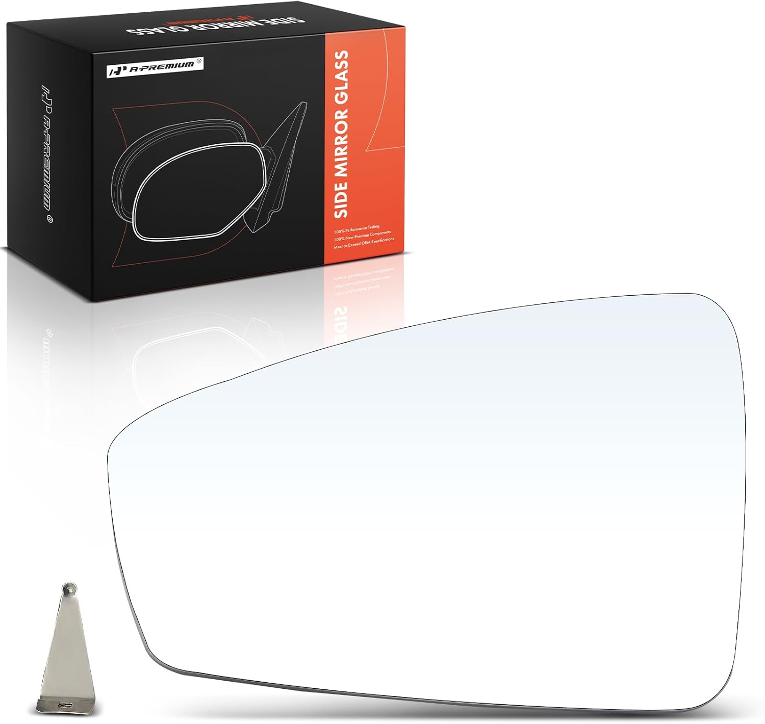 A-Premium Left Driver Side Heated Mirror Glass with Backing Plate - Compatible with Volkswagen Tiguan 2018 2019 2020 2021 2022 2023 - Exterior Side View Flat Mirror
